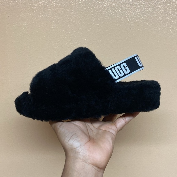UGG Fluff Yeah Sandals “Black White” - Picture 11 of 16